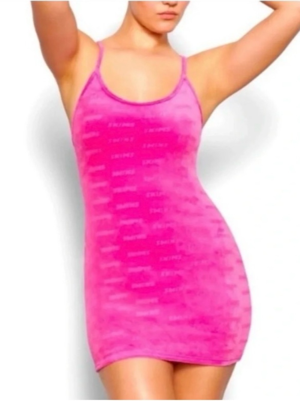 SKIMS Hot Pink Velvet Mini Slip Dress